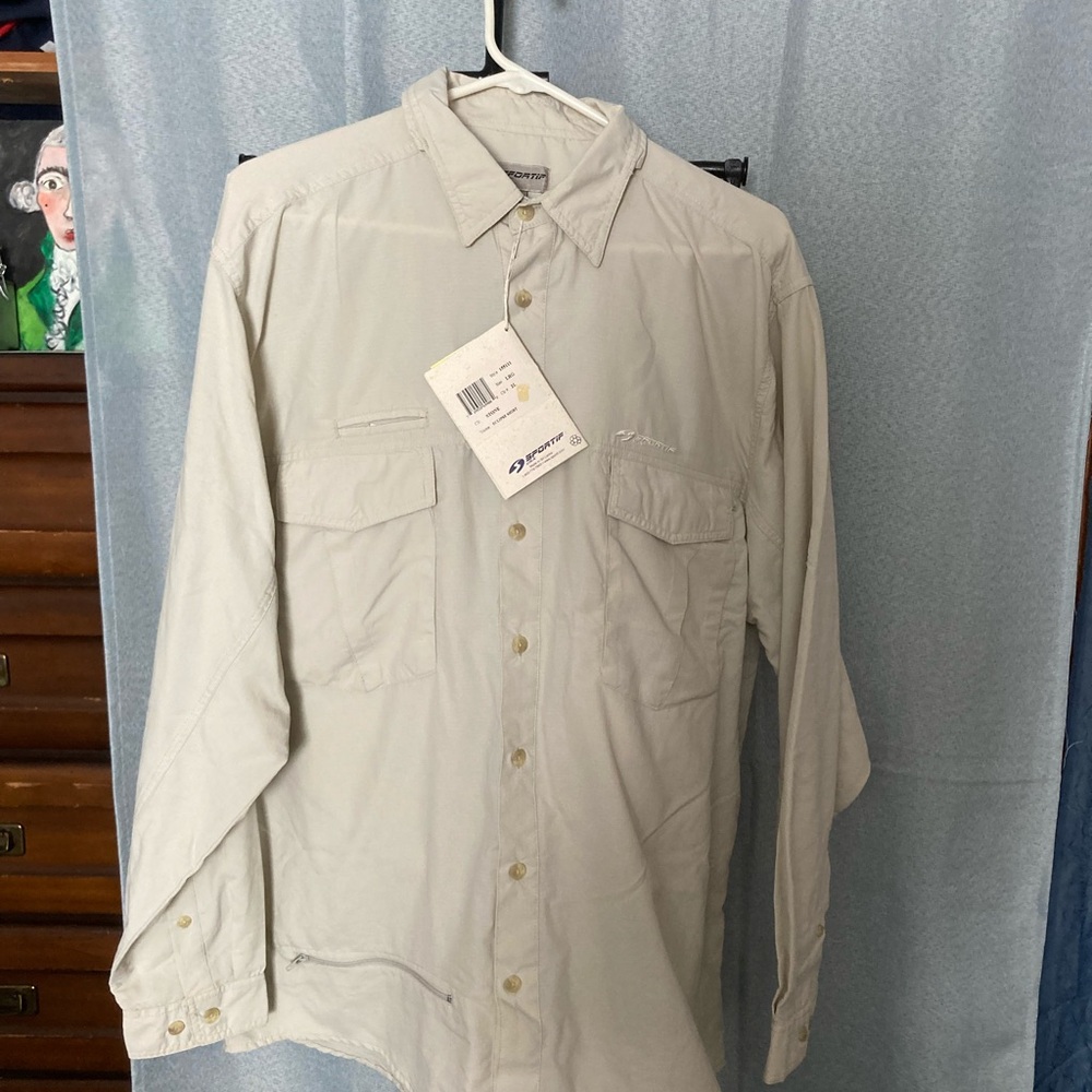 Sportif spf fabric large button down shirt
